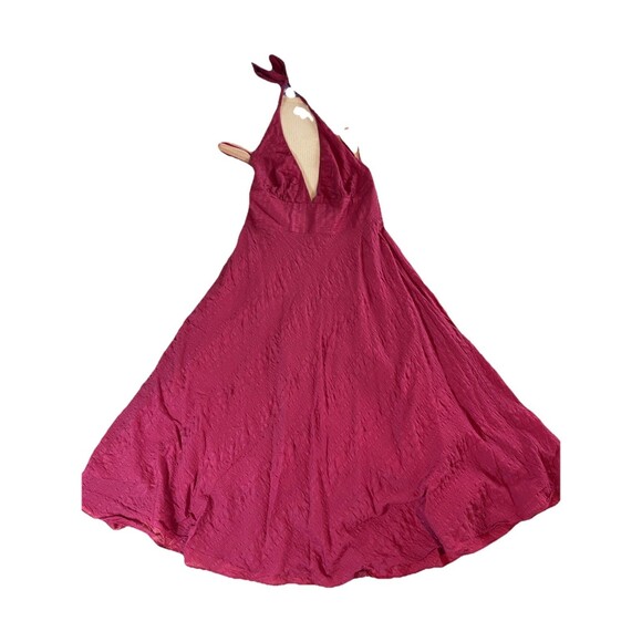 J Crew Womens Sz 8 Red Vintage Y2k Seersuck Cotton Fit & Flare Halter Midi Dress - Picture 2 of 9